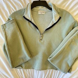 Cotton Citizen Rusty Green Crop Sweater Size Small